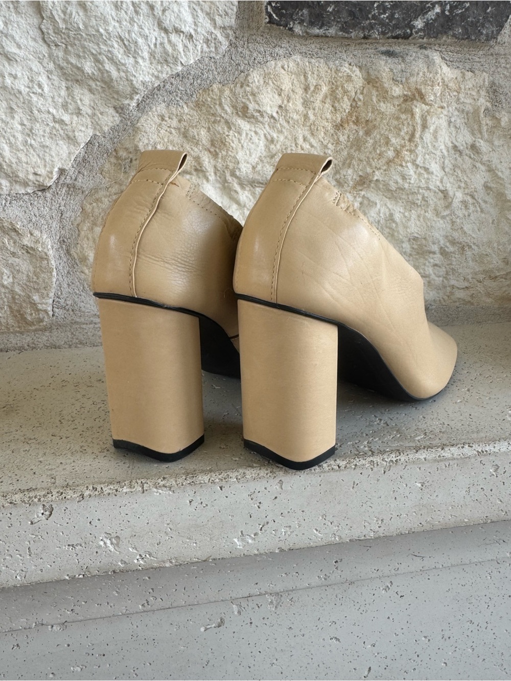 Franco Sarto Cream Leather Slip-On Heels - Picture 6 of 6